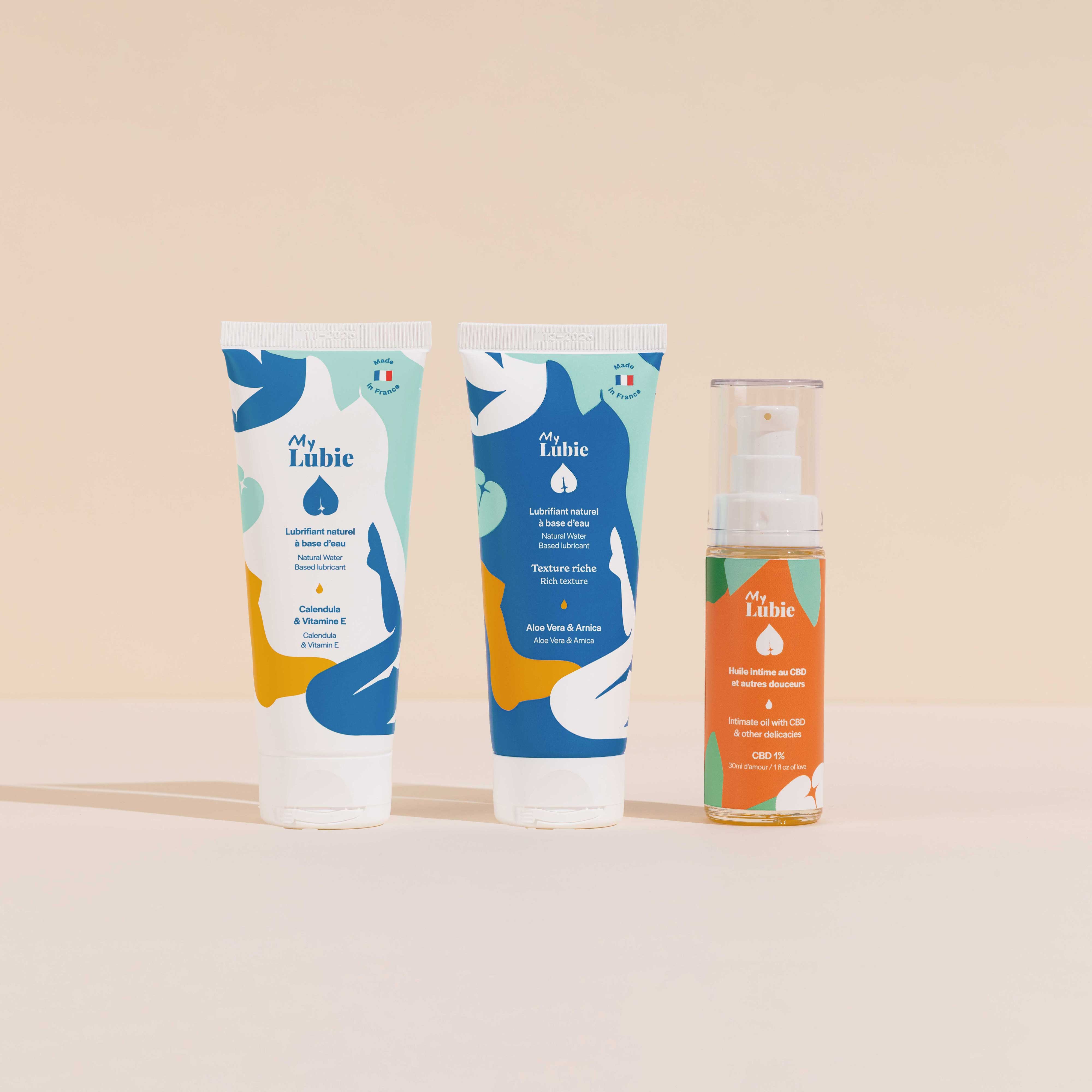 my-lubie-lubrifiants-naturels-trio-3-textures-vegan-cbd image 1