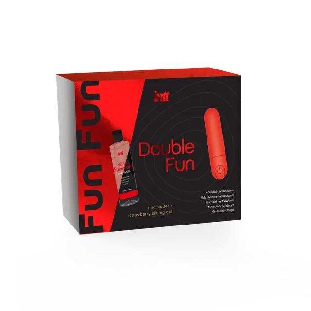 intt-double-fun-set-vibro-silicone-gel-fraise-base-eau image 1