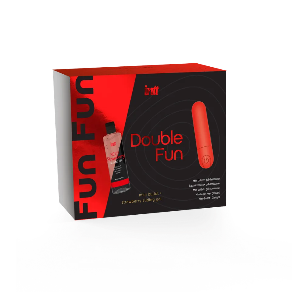 intt-double-fun-set-vibro-silicone-gel-fraise-base-eau image 1